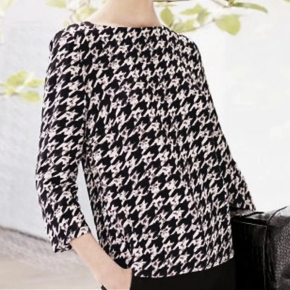 Hobbs Floretta Houndstooth Check Blouse | US 6 - Picture 1 of 10